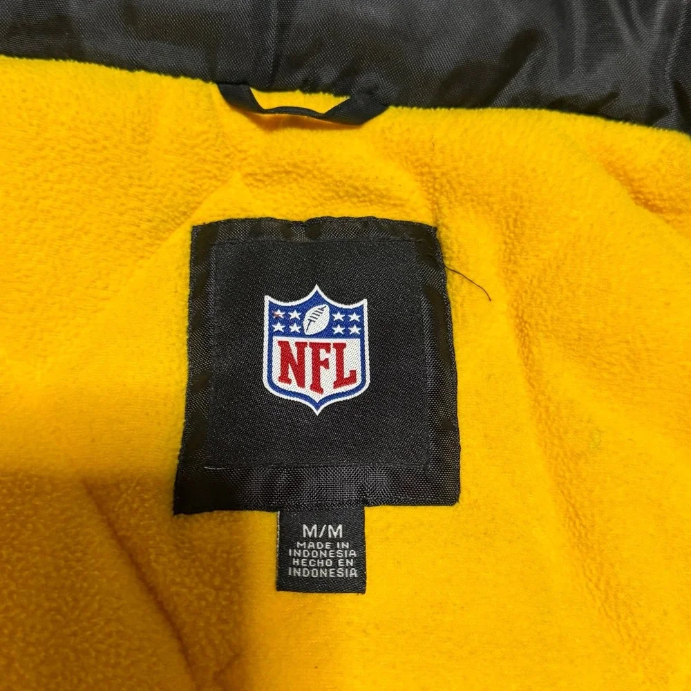 Vintage NFL Pittsburgh Steelers Hooded Puffer Jacket Fleece Lined Men's M
